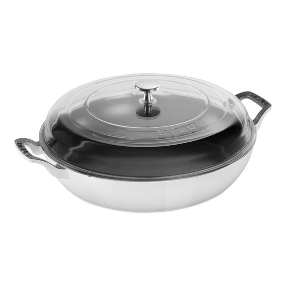 Staub Cast Iron 4-qt Round Cocotte with Glass Lid - White